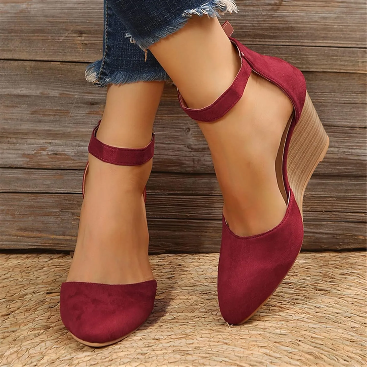Sandals for Women Dressy Summer Closed Toe Espadrilles Wedge Sandals Ankle Strap Casual Closed Toe Sandals Platform Espadrilles Low Wedge Heel Sandals Outdoor Beach Shoes Comfortable