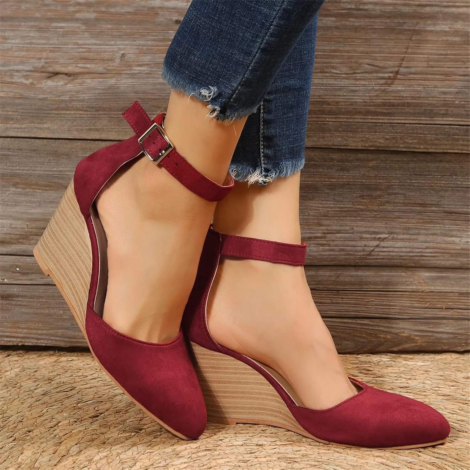 Sandals for Women Dressy Summer Closed Toe Espadrilles Wedge Sandals Ankle Strap Casual Closed Toe Sandals Platform Espadrilles Low Wedge Heel Sandals Outdoor Beach Shoes Comfortable