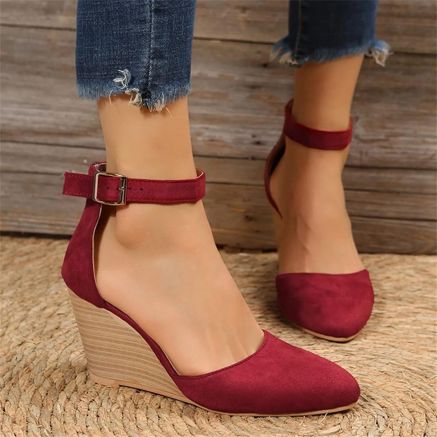Sandals for Women Dressy Summer Closed Toe Espadrilles Wedge Sandals Ankle Strap Casual Closed Toe Sandals Platform Espadrilles Low Wedge Heel Sandals Outdoor Beach Shoes Comfortable