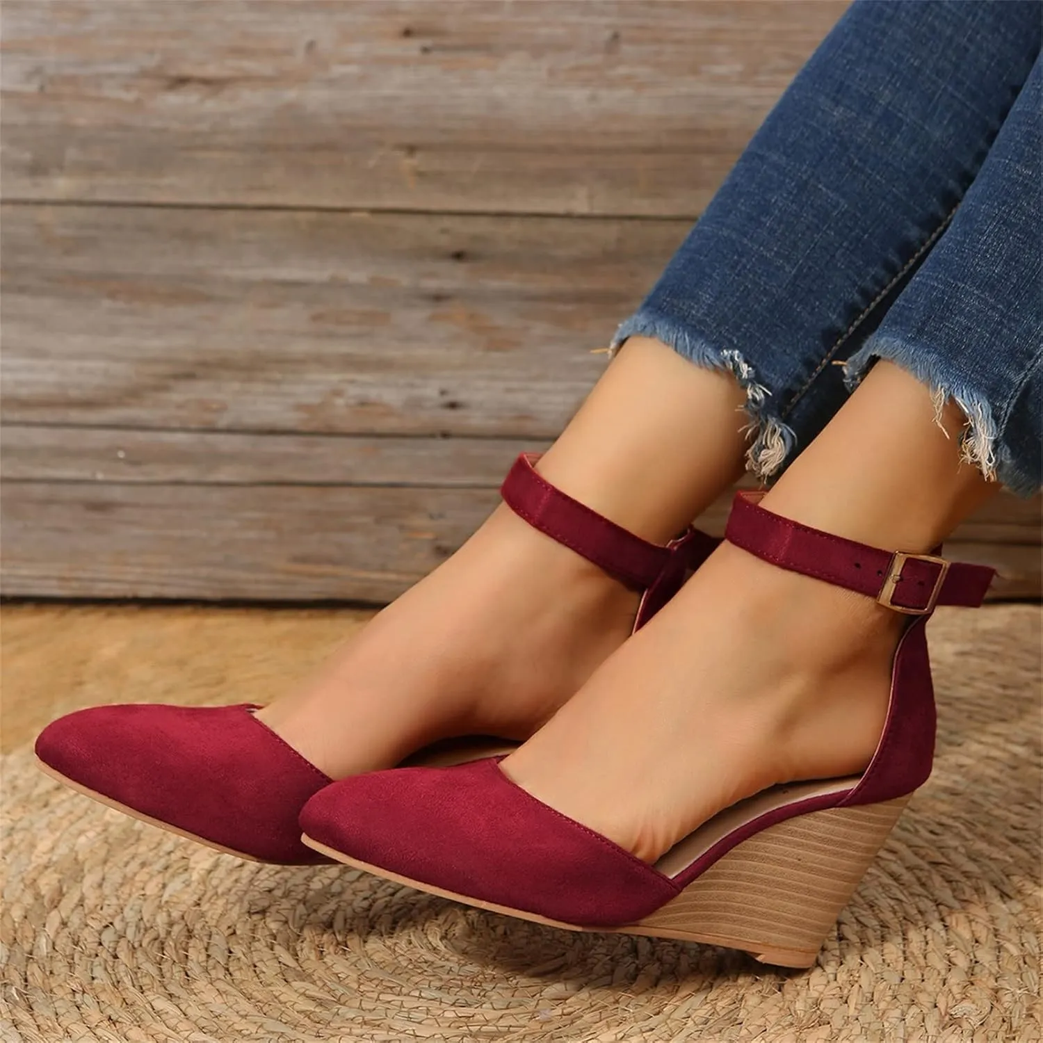 Sandals for Women Dressy Summer Closed Toe Espadrilles Wedge Sandals Ankle Strap Casual Closed Toe Sandals Platform Espadrilles Low Wedge Heel Sandals Outdoor Beach Shoes Comfortable