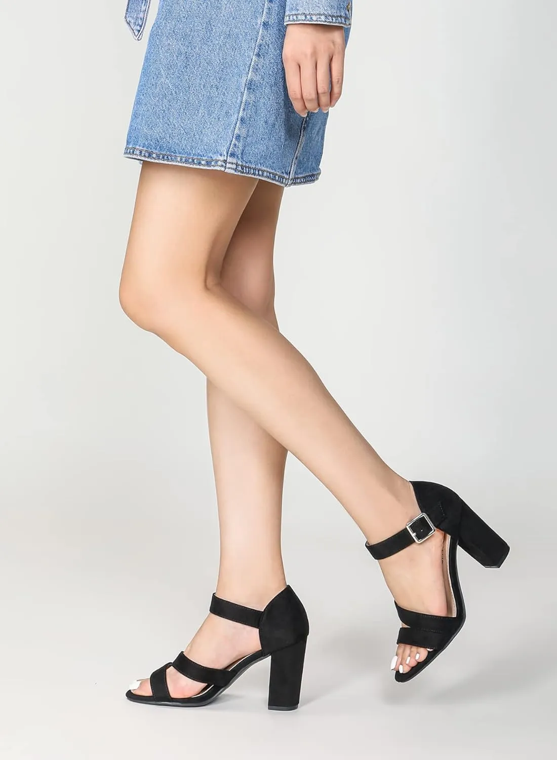 SANDALUP Women's Chunky Block High Heel Sandals with Open Toe Ankle Strap for Dress Wedding Party