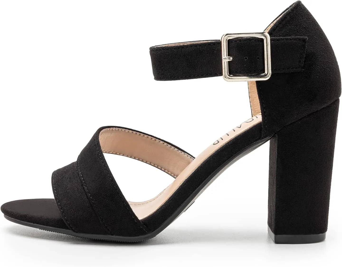 SANDALUP Women's Chunky Block High Heel Sandals with Open Toe Ankle Strap for Dress Wedding Party