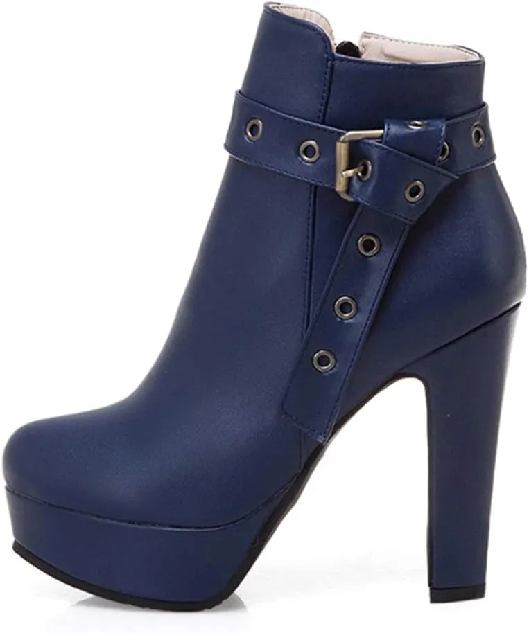 Scaoruki Women Fashion Autumn Shoes Block Heels Ankle Boots