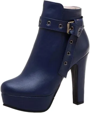 Scaoruki Women Fashion Autumn Shoes Block Heels Ankle Boots