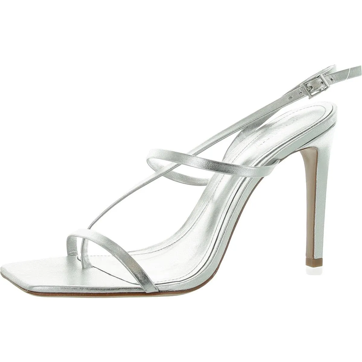 SCHUTZ Womens Helosie Adjustable Thong Slingback Sandals Silver 10 Medium (B,M)