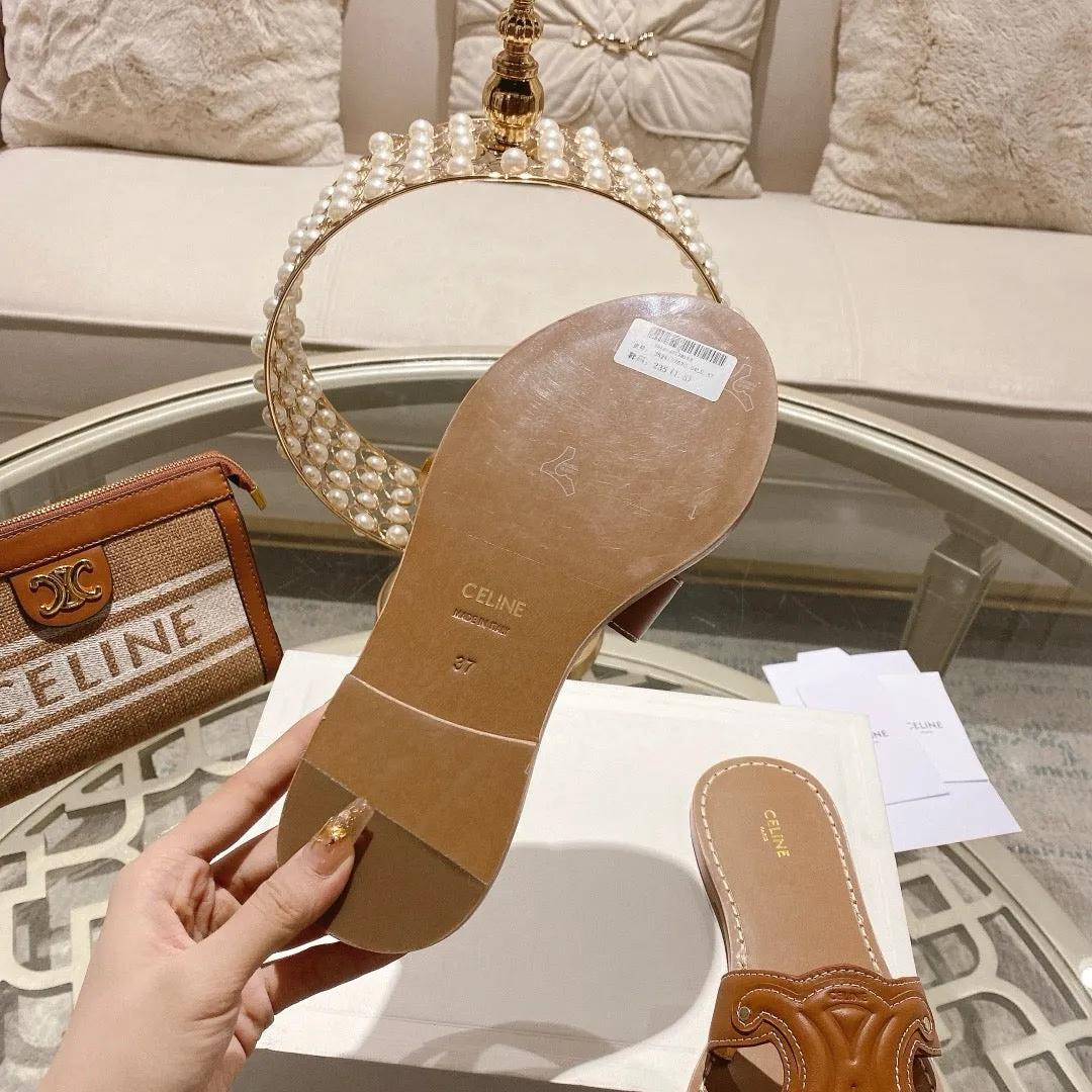 SE1549 CELINE TRIOMPHE MULE in CALFSKIN / Size5-11