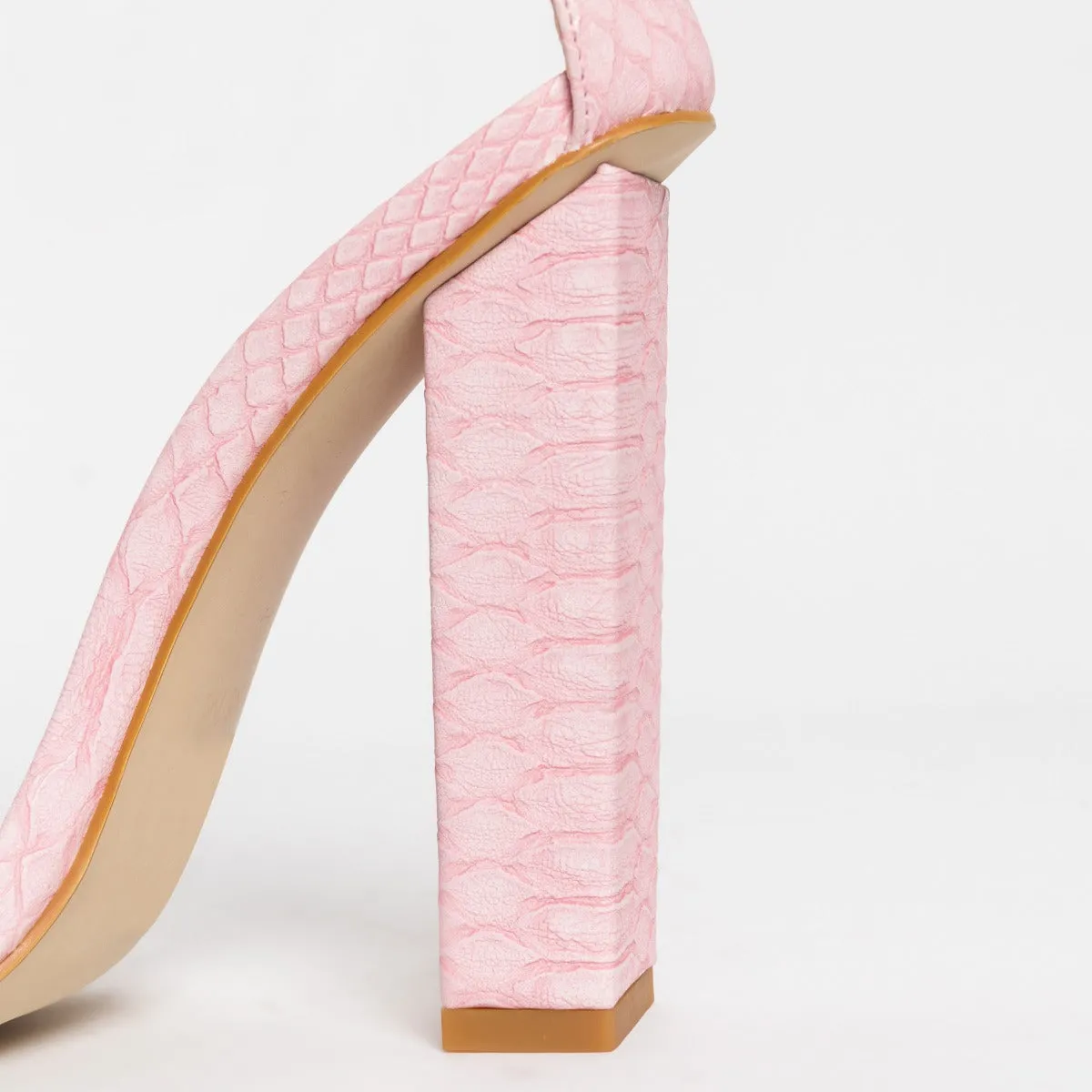 Shanice Pink Snake Block Heels