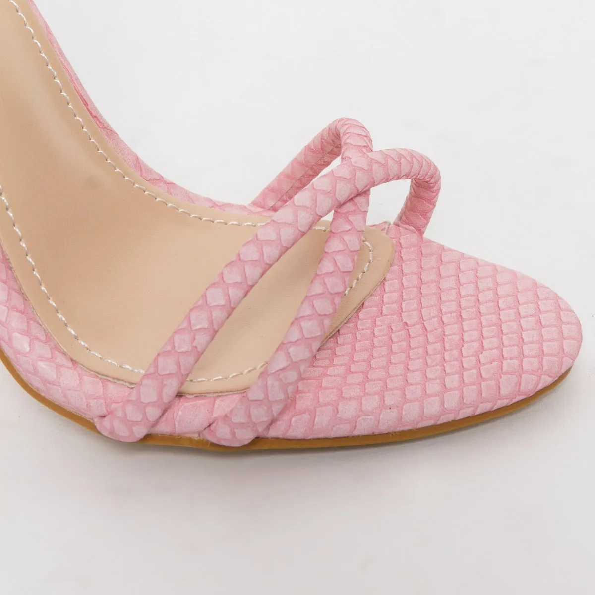 Shanice Pink Snake Block Heels