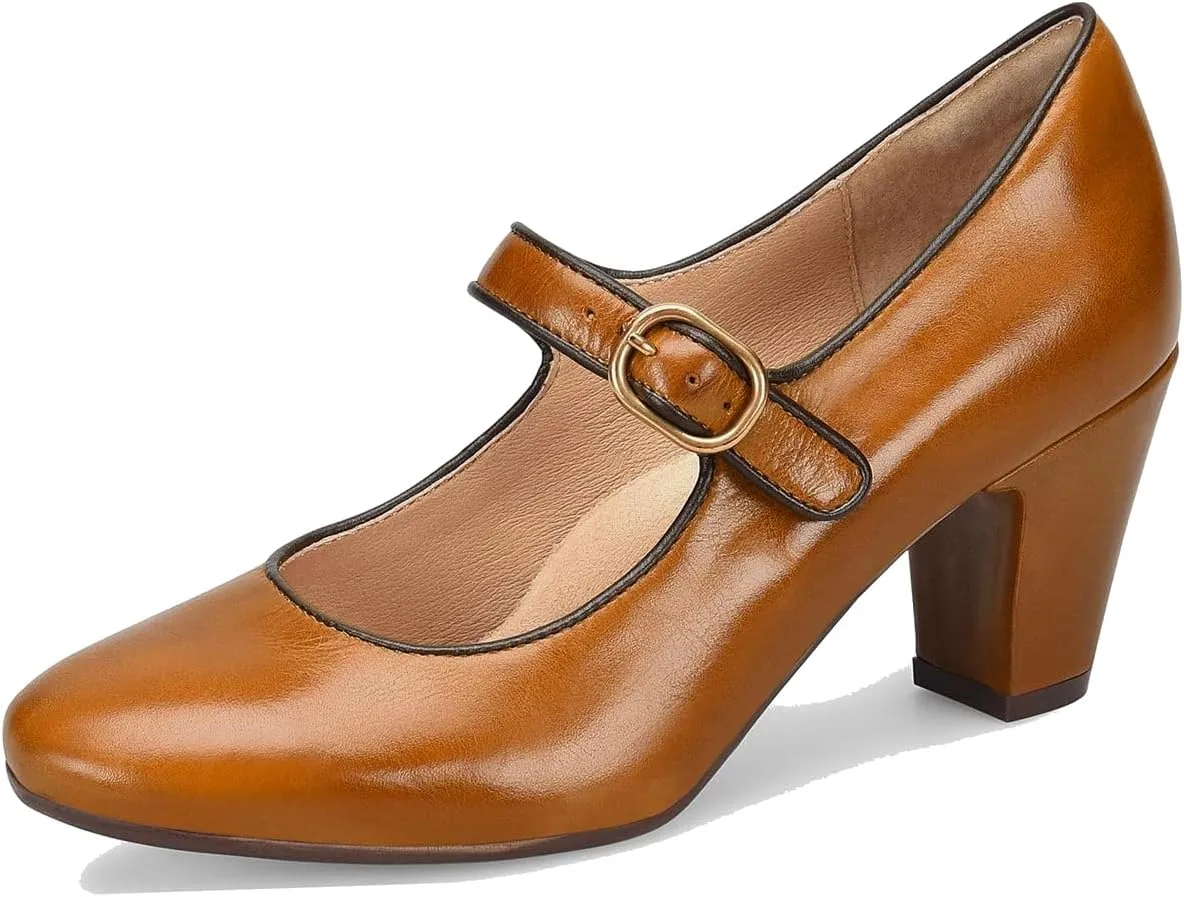 SHODENSE Women Retro Kitten Heel Mary Jane Pumps Shoes Round Closed Toe Ankle Strap Dress Sandals Chunky Block Mid Heel Two-tone Burnished Mary Janes Lolita Shoes Office Ladies Wedding Party 4-11 M US