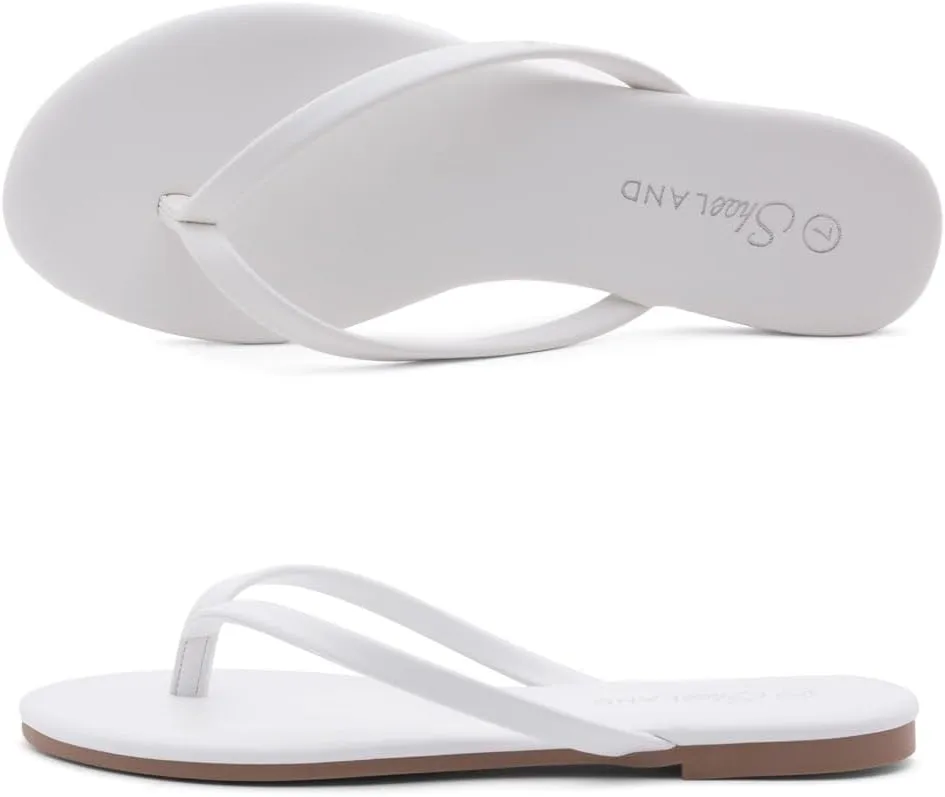 Shoe Land Flip Flops for Women 2025 - Memory Foam Slides & Flat Sandals | Ultra-Comfortable Thong Lightweight Summer Shoes for Beach, Pool & Dressy Outfits