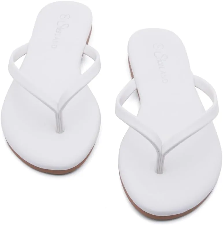 Shoe Land Flip Flops for Women 2025 - Memory Foam Slides & Flat Sandals | Ultra-Comfortable Thong Lightweight Summer Shoes for Beach, Pool & Dressy Outfits
