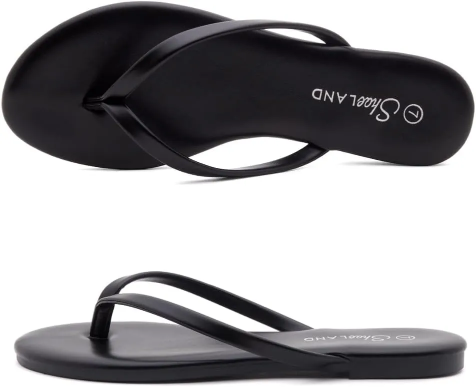 Shoe Land Flip Flops for Women 2025 - Memory Foam Slides & Flat Sandals | Ultra-Comfortable Thong Lightweight Summer Shoes for Beach, Pool & Dressy Outfits
