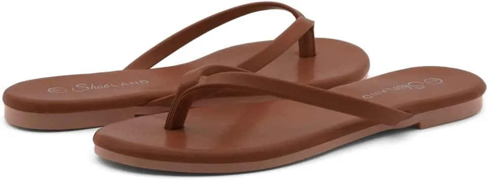 Shoe Land Flip Flops for Women 2025 - Memory Foam Slides & Flat Sandals | Ultra-Comfortable Thong Lightweight Summer Shoes for Beach, Pool & Dressy Outfits