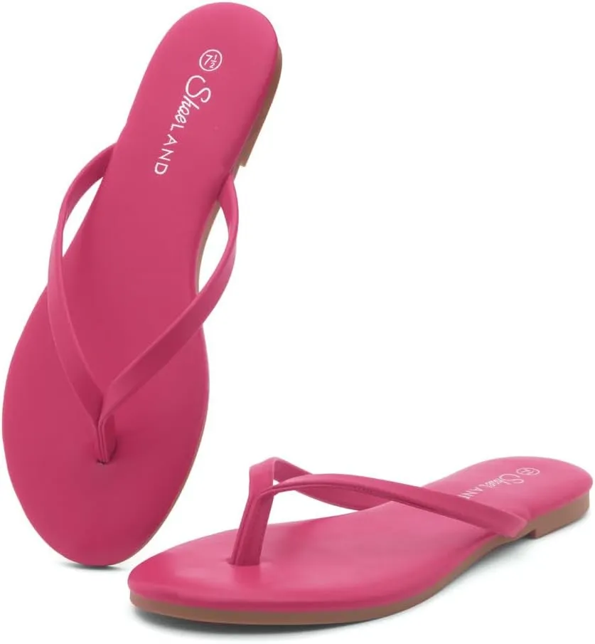 Shoe Land Flip Flops for Women 2025 - Memory Foam Slides & Flat Sandals | Ultra-Comfortable Thong Lightweight Summer Shoes for Beach, Pool & Dressy Outfits