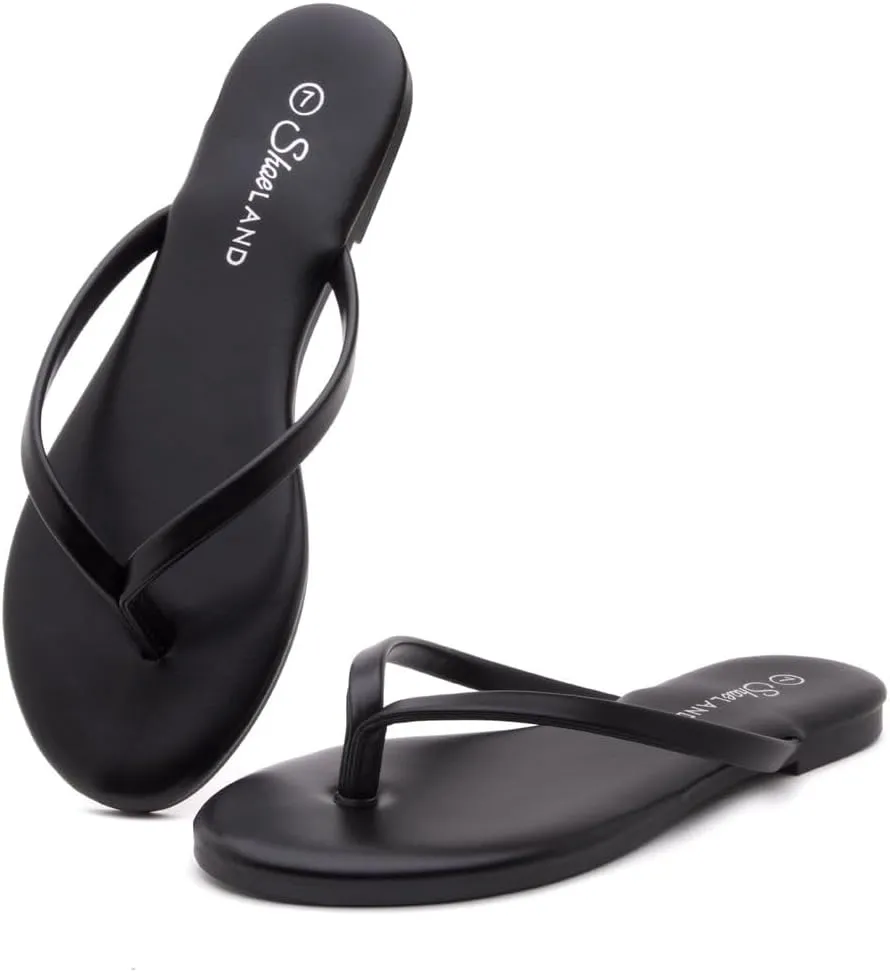 Shoe Land Flip Flops for Women 2025 - Memory Foam Slides & Flat Sandals | Ultra-Comfortable Thong Lightweight Summer Shoes for Beach, Pool & Dressy Outfits