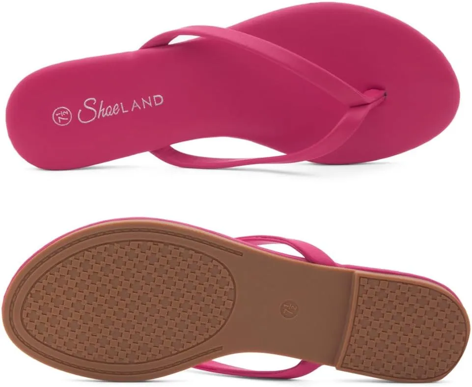 Shoe Land Flip Flops for Women 2025 - Memory Foam Slides & Flat Sandals | Ultra-Comfortable Thong Lightweight Summer Shoes for Beach, Pool & Dressy Outfits