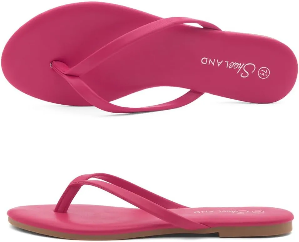 Shoe Land Flip Flops for Women 2025 - Memory Foam Slides & Flat Sandals | Ultra-Comfortable Thong Lightweight Summer Shoes for Beach, Pool & Dressy Outfits