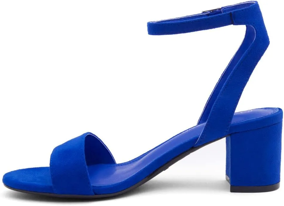 Shoe Land Women's Low Heels – 2.75 Inch Chunky Block Heeled Sandals | Clear Sandals, Open Toe Dressy Short Heels with Ankle Strap for Wedding, Prom & Party