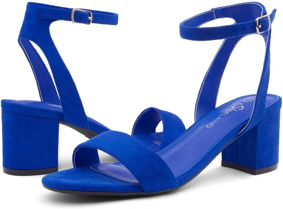 Shoe Land Women's Low Heels – 2.75 Inch Chunky Block Heeled Sandals | Clear Sandals, Open Toe Dressy Short Heels with Ankle Strap for Wedding, Prom & Party