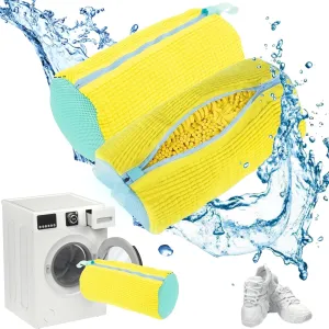 Shoe Laundry Bag for Washer and Dryer - 2PCS Premium Protective Shoes Washing Machine Bag, Fluffy Fibers 360° Wrap-Around Cleaning - Reusable Sneaker Bag for Washing Machine, gym & all type of shoes