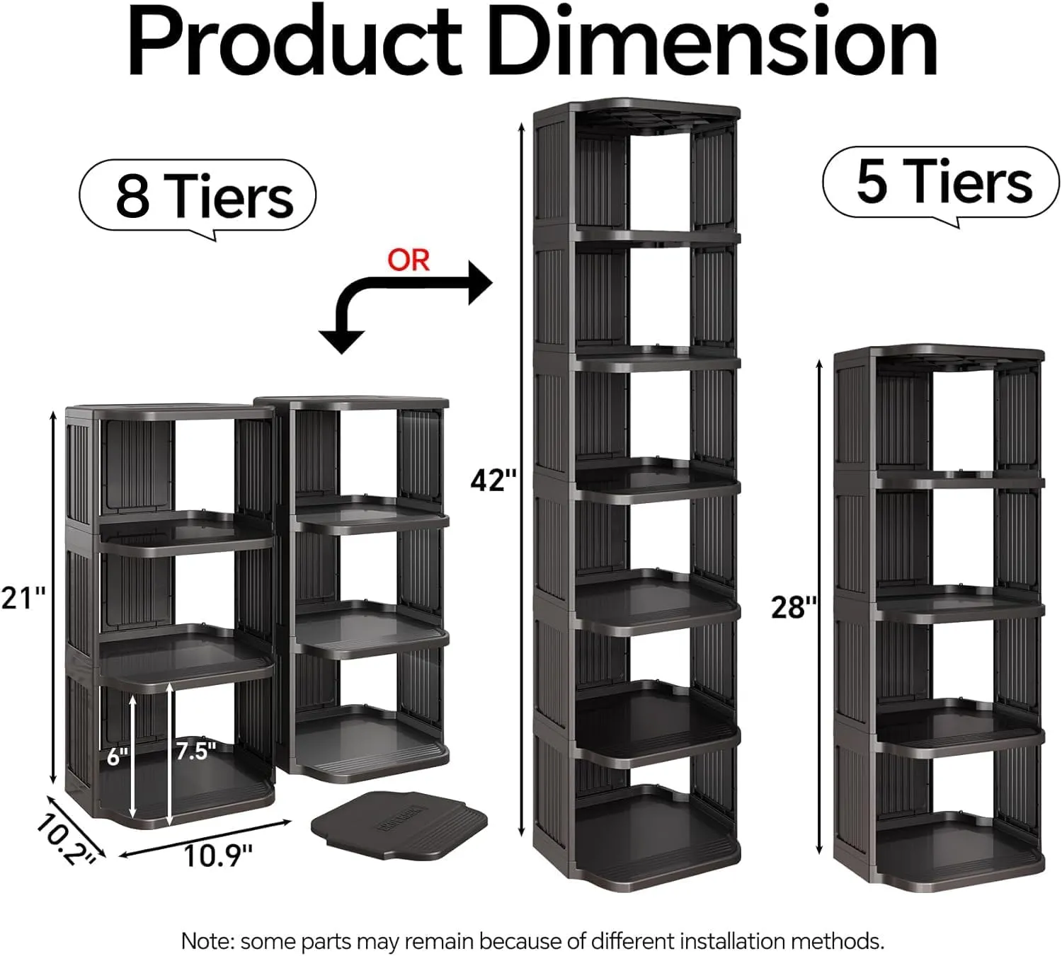 Shoe Racks for Closet, 5 Tiers Stackable Shoe Rack for Front Door Entrance Free Standing Plastic Shoe Stand Narrow Tall Vertical Shoe Rack, Closet Shoe Organizer for Small Spaces Shoe Storage
