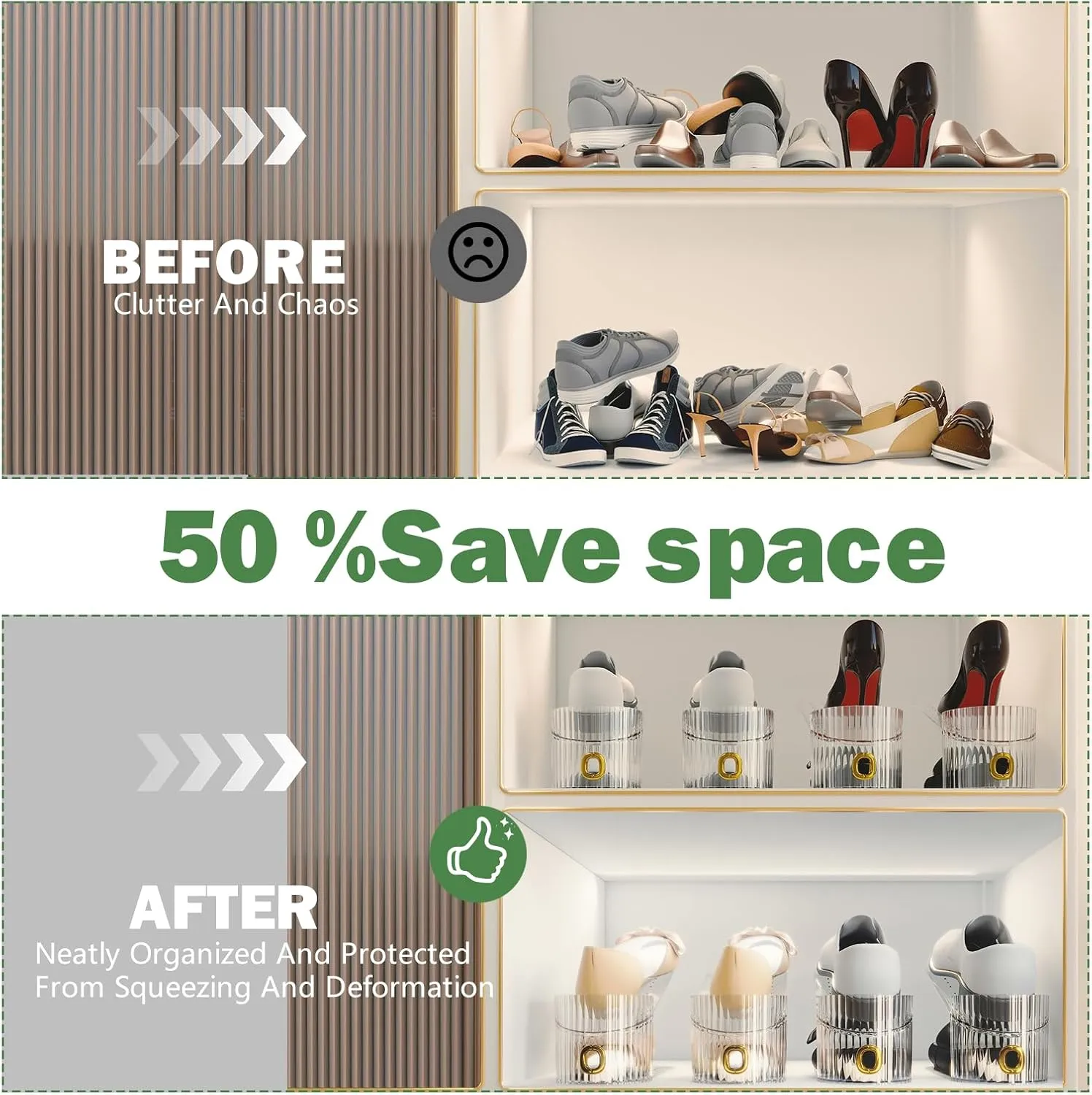 Shoe Slot Organizer,Adjustable Shoe Stacker for a Pair of Shoes,Shoe Holder Space Saver,Double Deck Shoe Riser Shoe Rack,Shoe Organizer for Closet (Clear, 10 Pack)