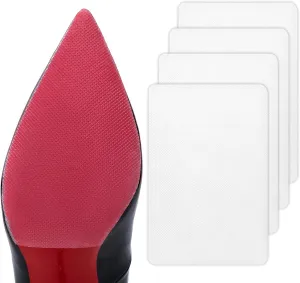 Shoe Sole Protector, 4 Pcs Self Adhesive Shoe Bottom Protector for High Heels, Silicone Anti Slip Shoe Grips on Bottom of Shoes, Sole Guard Non Slip Pads for Shoes (Medium, 6" by 4", Clear)