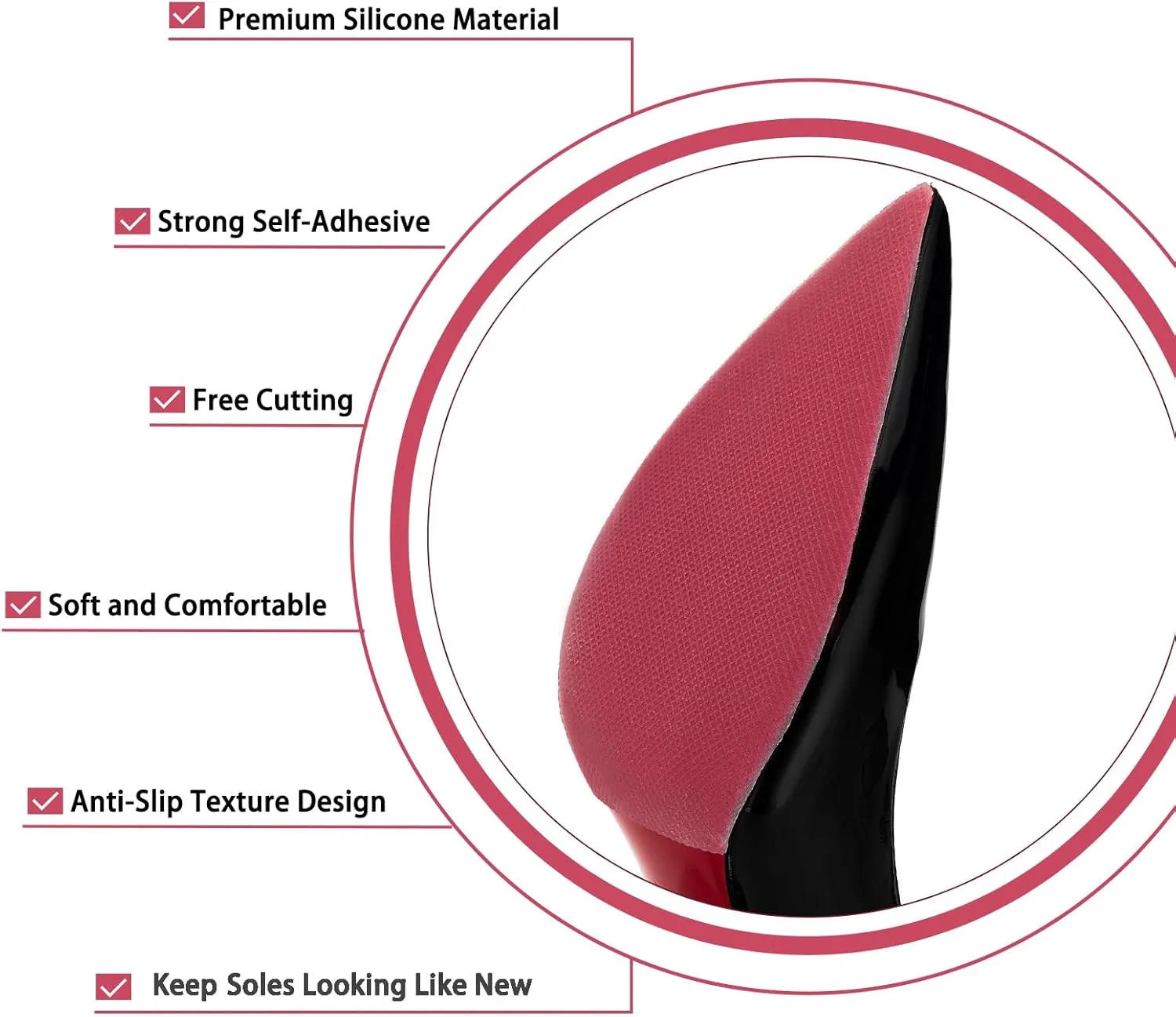 Shoe Sole Protector, 4 Pcs Self Adhesive Shoe Bottom Protector for High Heels, Silicone Anti Slip Shoe Grips on Bottom of Shoes, Sole Guard Non Slip Pads for Shoes (Medium, 6" by 4", Clear)