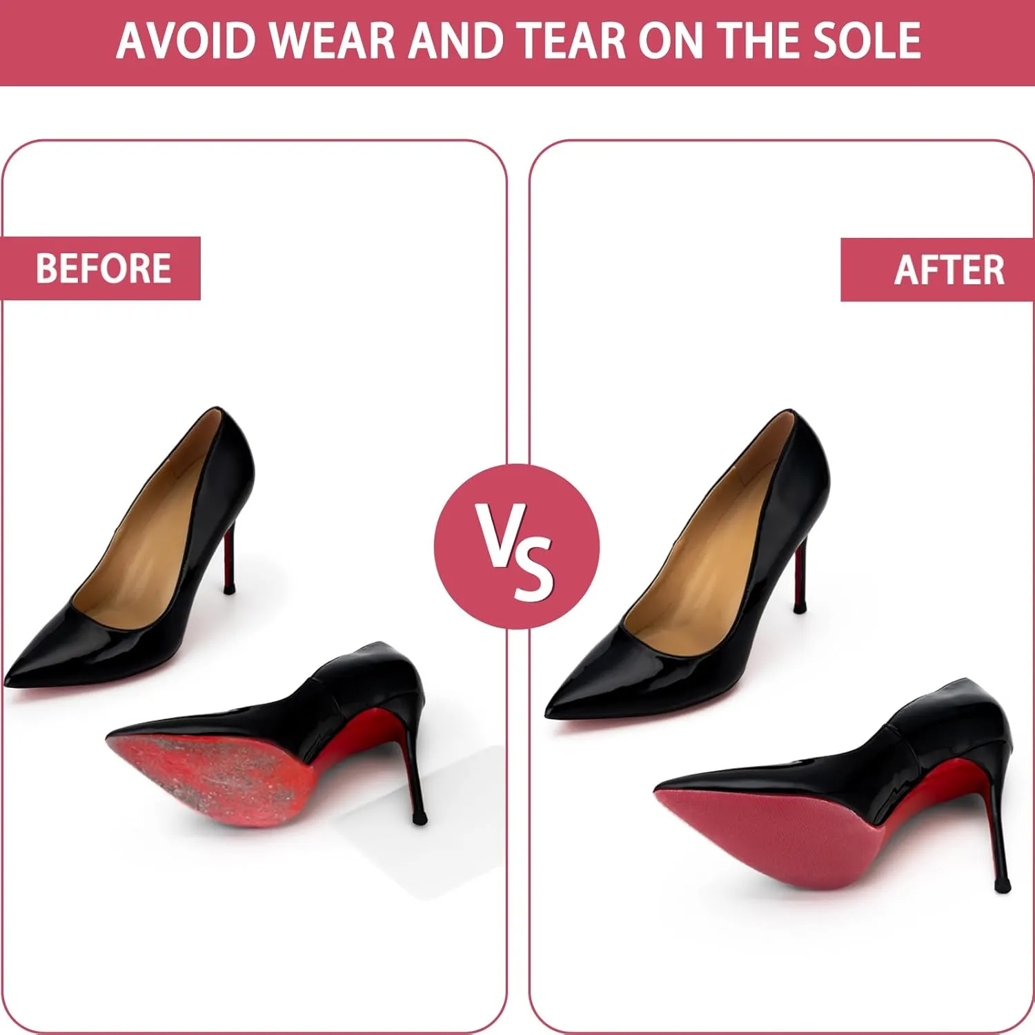 Shoe Sole Protector, 4 Pcs Self Adhesive Shoe Bottom Protector for High Heels, Silicone Anti Slip Shoe Grips on Bottom of Shoes, Sole Guard Non Slip Pads for Shoes (Medium, 6" by 4", Clear)