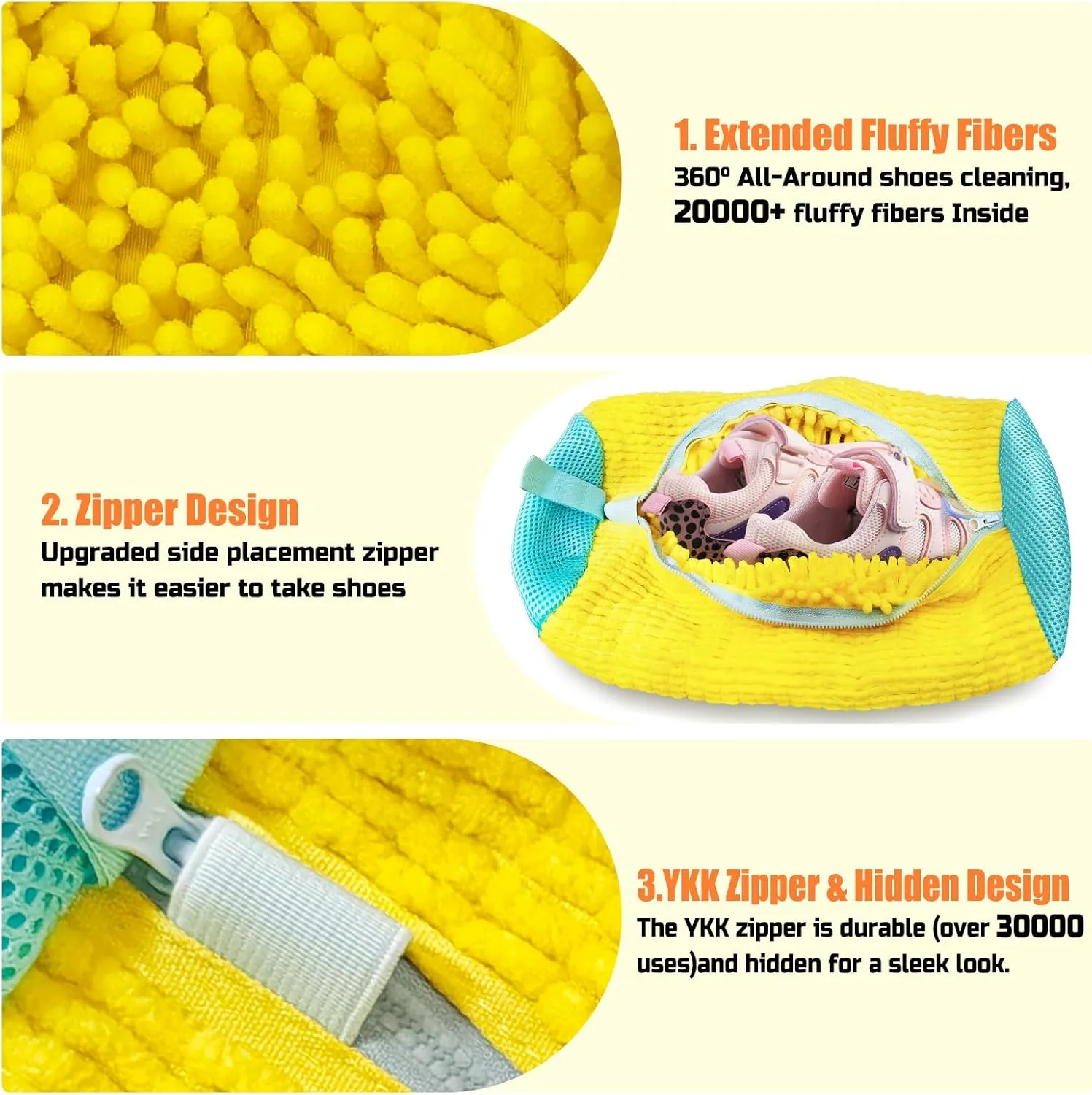 Shoe Washing Machine Bag, Shoe Laundry Bags 2PCS, Shoe Washing Bag for Washer and Dryer, Yellow