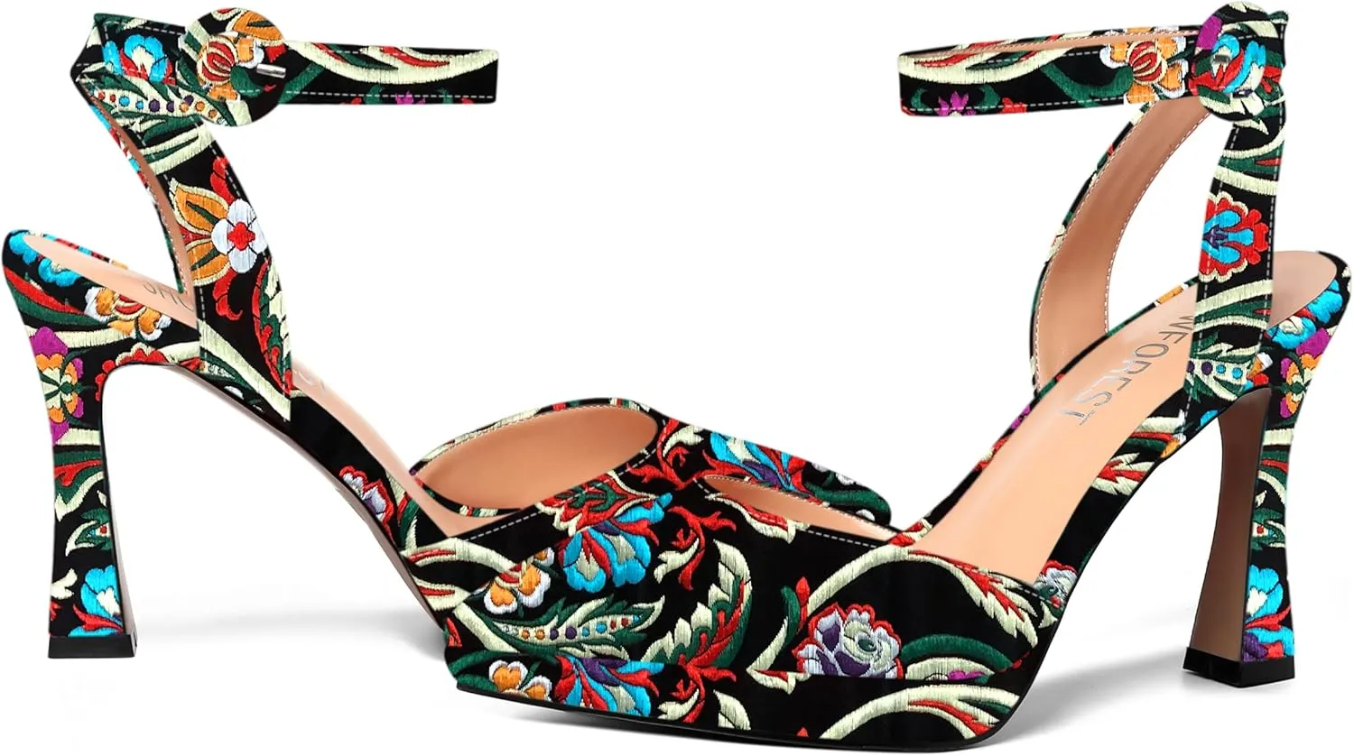 SHOWFOREST Womens Ankle Strap Sexy Pointed Toe Patent Buckle Evening Spool High Heel Pumps Shoes 4 Inch
