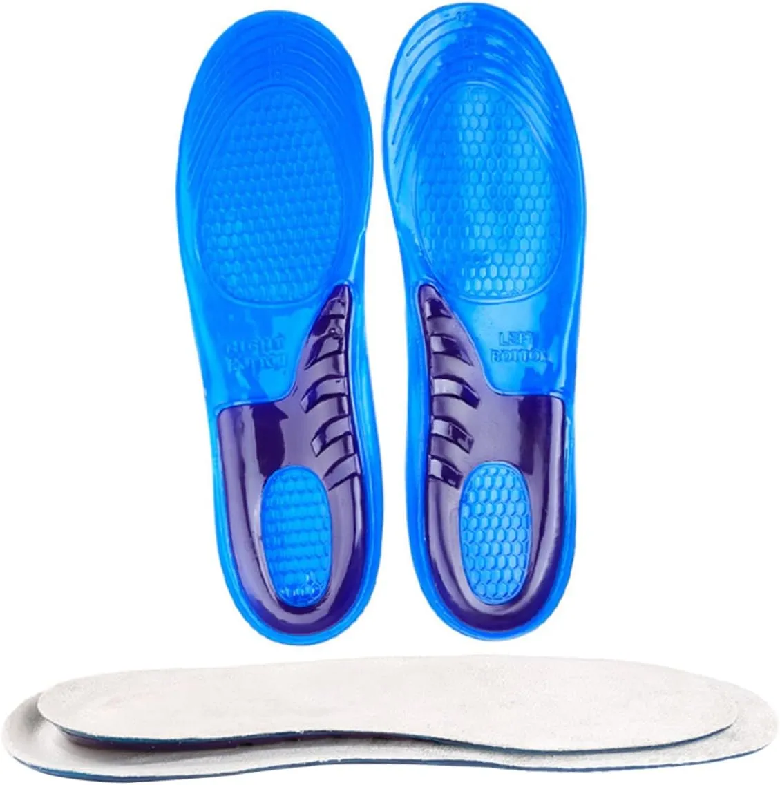 Silicone Gel Insoles for Walking Hiking and Running Size L 43 45 Absorbent Foot Insoles for Cushioning and Massage Comfortable Shoe Inserts for Sports Activities