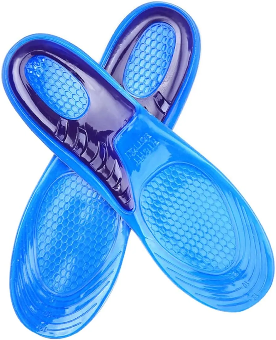 Silicone Gel Insoles for Walking Hiking and Running Size L 43 45 Absorbent Foot Insoles for Cushioning and Massage Comfortable Shoe Inserts for Sports Activities