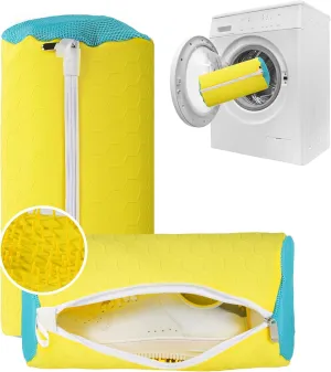 Silicone Shoe Washing machine bag, Laundry Shoe Bag For Washer And Dryer, Durable Metal Hidden Zipper Shoe Washer with No Fading or Shedding for Sneaker Gym Shoes, 2Pcs (Yellow)