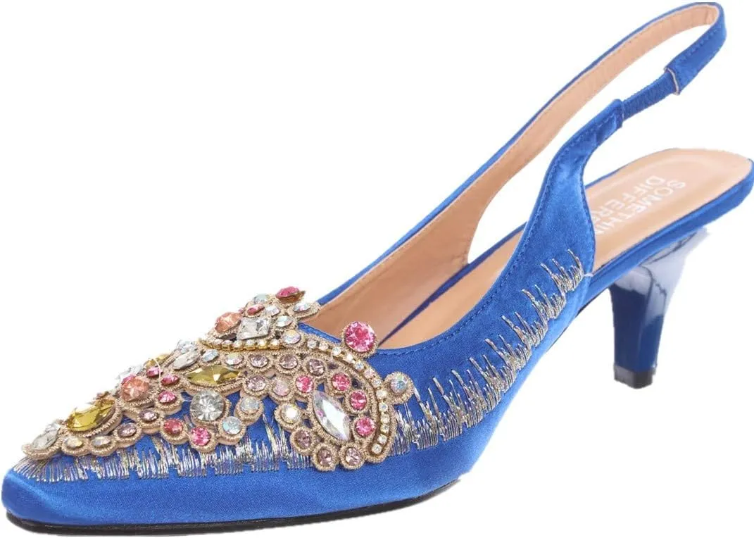 SIMPLY COUTURE Women's Low Heel Closed Toe Slingback Pumps Bowknot Comfortable Dress Shoes