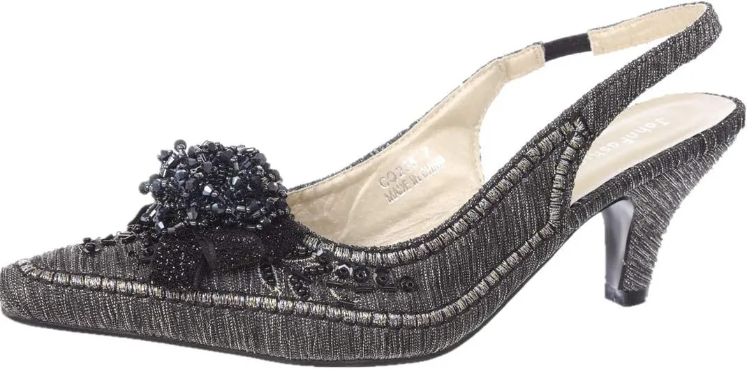 SIMPLY COUTURE Women's Low Heel Closed Toe Slingback Pumps Bowknot Comfortable Dress Shoes
