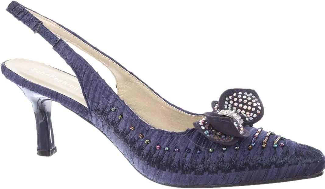 SIMPLY COUTURE Women's Low Heel Closed Toe Slingback Pumps Bowknot Comfortable Dress Shoes