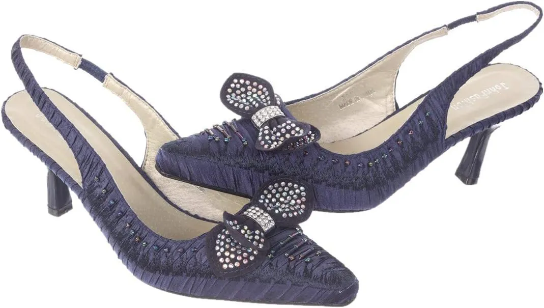 SIMPLY COUTURE Women's Low Heel Closed Toe Slingback Pumps Bowknot Comfortable Dress Shoes