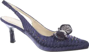 SIMPLY COUTURE Women's Low Heel Closed Toe Slingback Pumps Bowknot Comfortable Dress Shoes