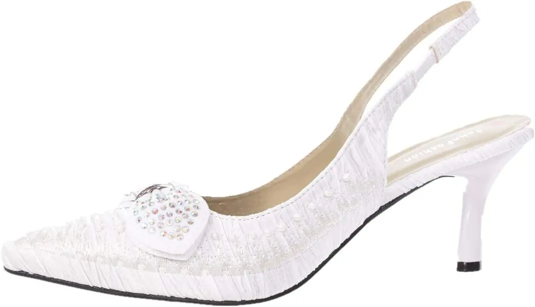 SIMPLY COUTURE Women's Low Heel Closed Toe Slingback Pumps Bowknot Comfortable Dress Shoes