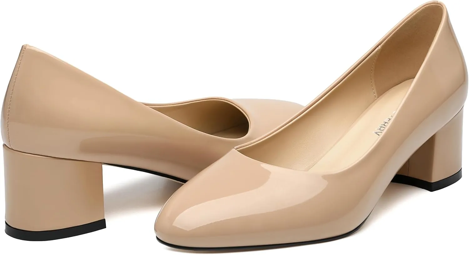 SKYSTERRY Women's Pumps Chunky Block Closed Round Toe Heels Low Heel Comfortable Dress Shoes for Business Work Wedding 2 Inch