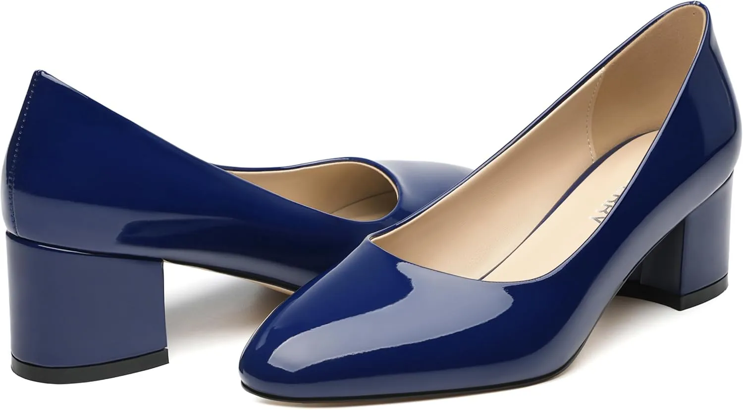 SKYSTERRY Women's Pumps Chunky Block Closed Round Toe Heels Low Heel Comfortable Dress Shoes for Business Work Wedding 2 Inch