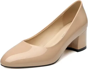 SKYSTERRY Women's Pumps Chunky Block Closed Round Toe Heels Low Heel Comfortable Dress Shoes for Business Work Wedding 2 Inch