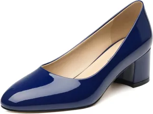 SKYSTERRY Women's Pumps Chunky Block Closed Round Toe Heels Low Heel Comfortable Dress Shoes for Business Work Wedding 2 Inch