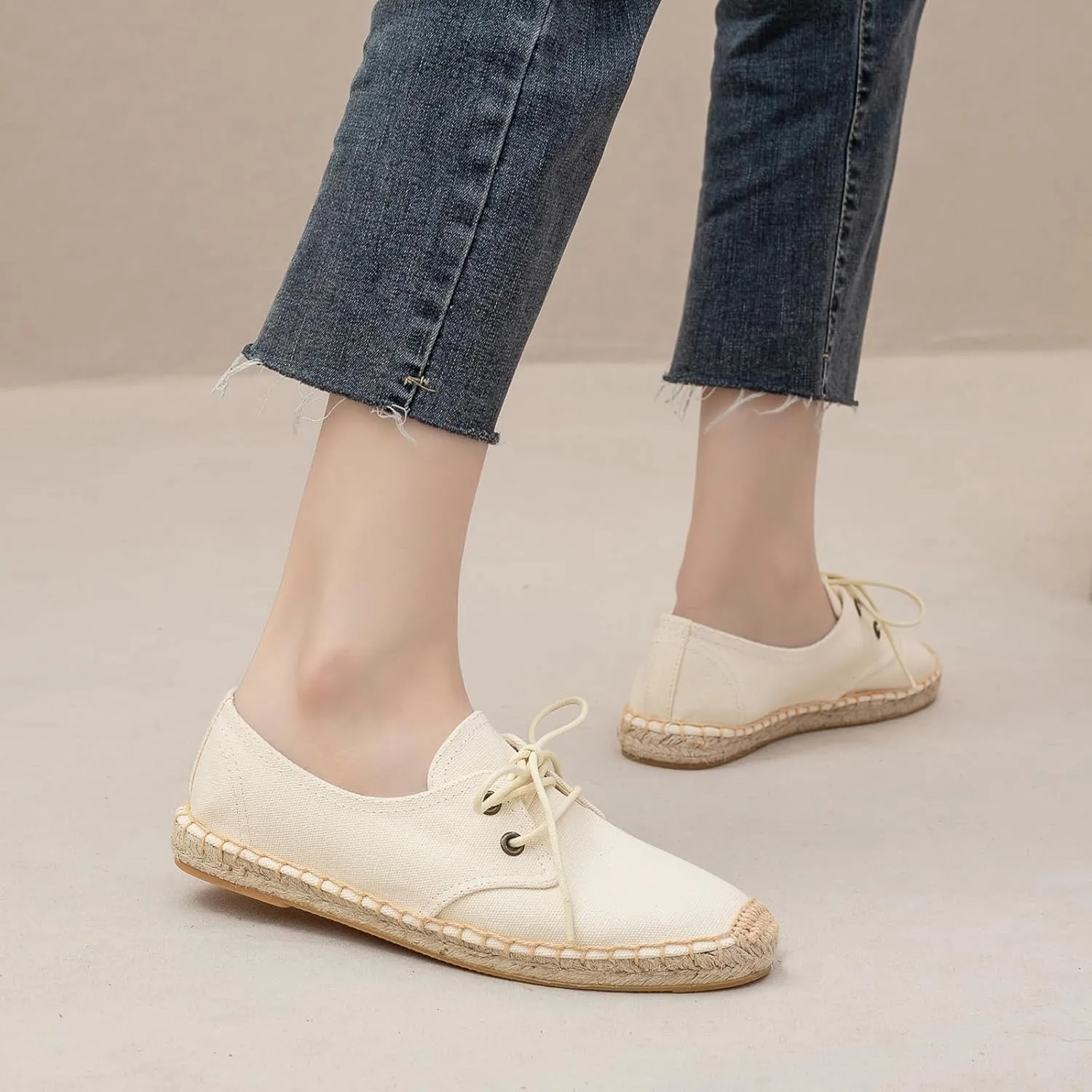 Slip On Sneakers Espadrilles for Women Canvas Flat Lace Up Summer Spring Fall Casual Loafers