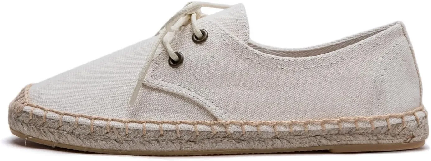 Slip On Sneakers Espadrilles for Women Canvas Flat Lace Up Summer Spring Fall Casual Loafers