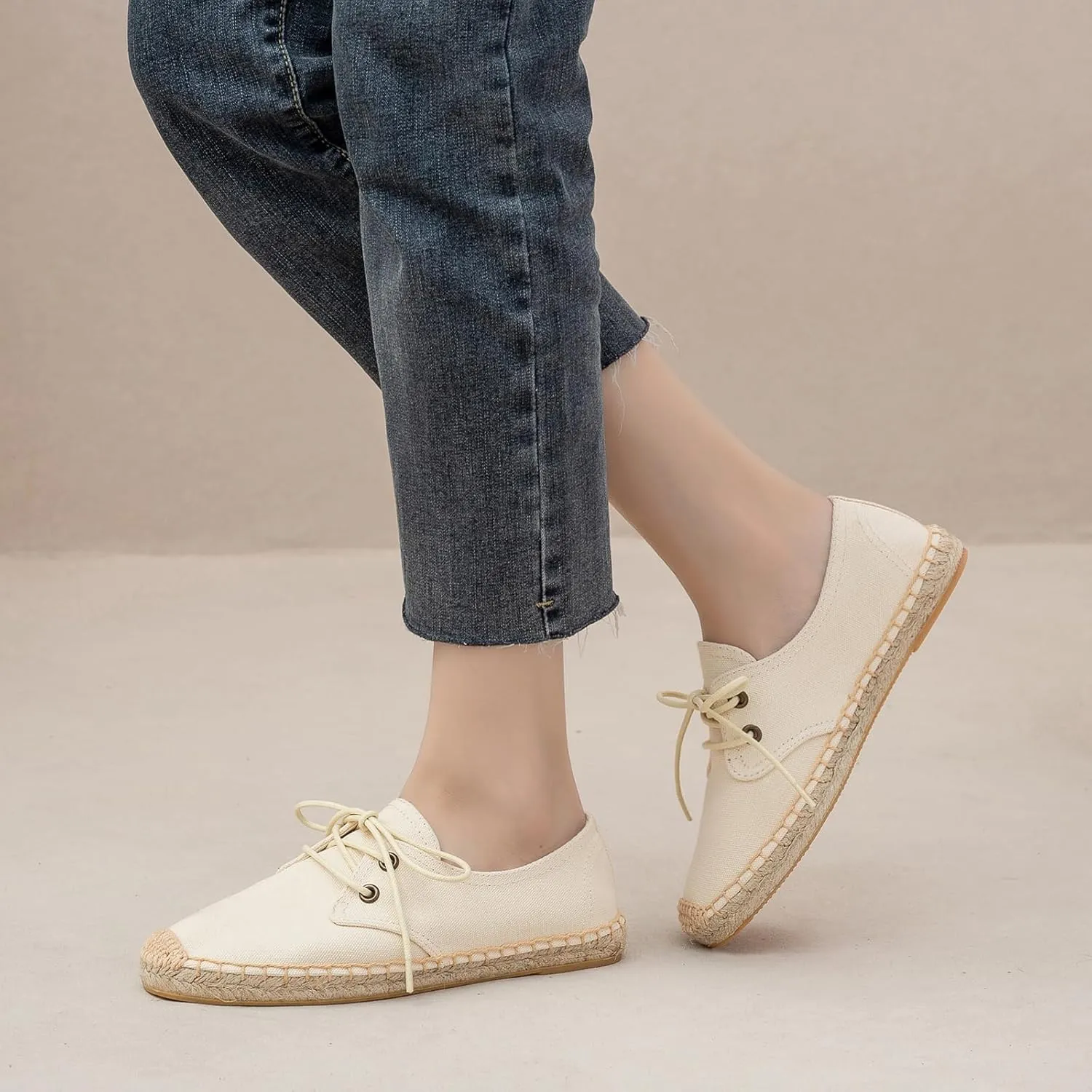 Slip On Sneakers Espadrilles for Women Canvas Flat Lace Up Summer Spring Fall Casual Loafers