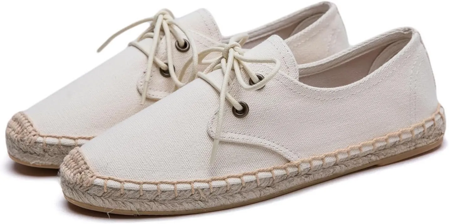 Slip On Sneakers Espadrilles for Women Canvas Flat Lace Up Summer Spring Fall Casual Loafers