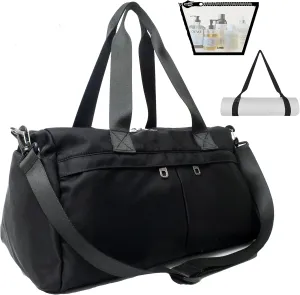 Small Gym Bag 3.0 Durable Designed Duffel Bag with Shoe Compartment Including 2 Detachable Wet-Compartment WoMen & Men (Black)