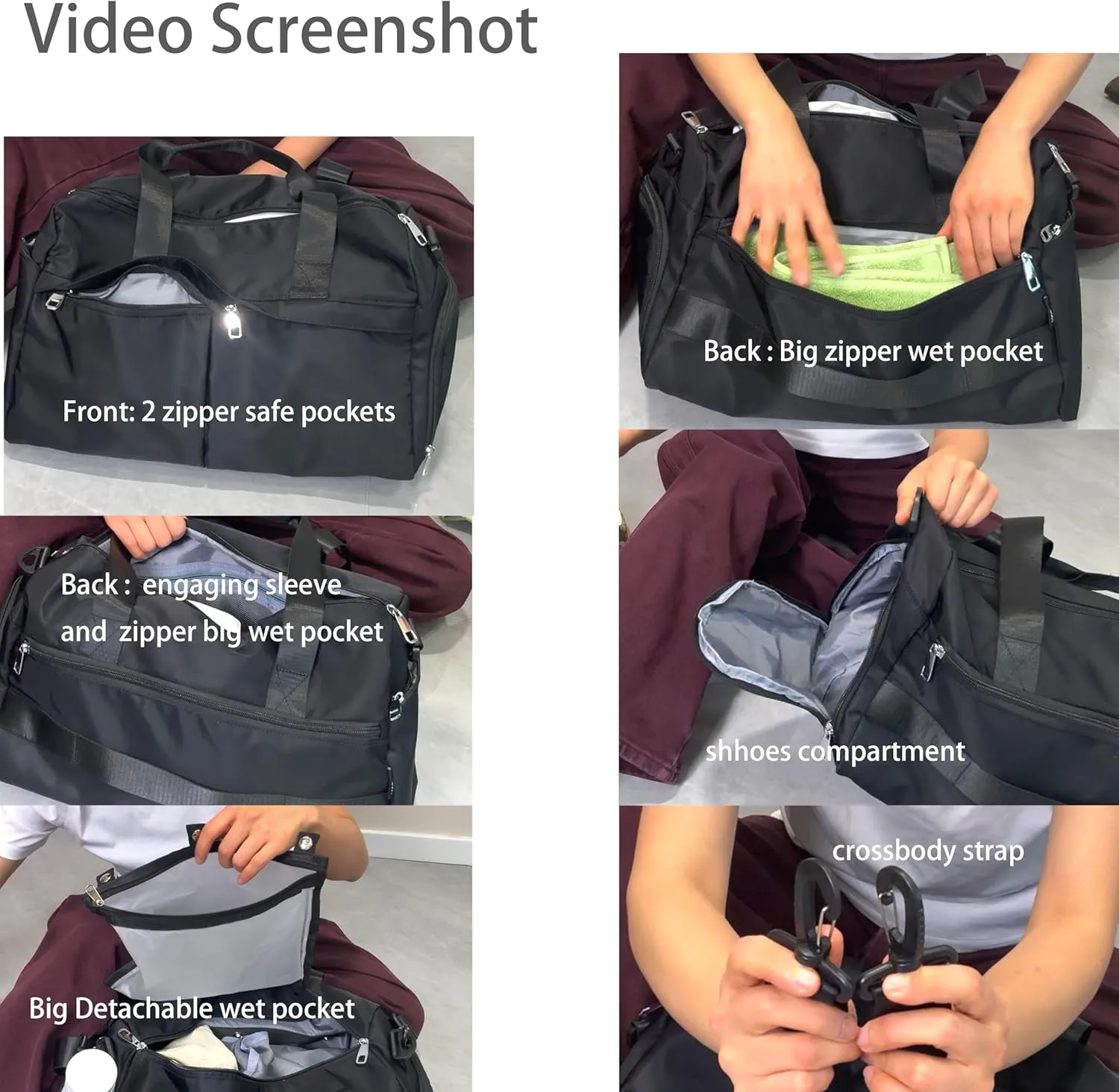 Small Gym Bag 3.0 Durable Designed Duffel Bag with Shoe Compartment Including 2 Detachable Wet-Compartment WoMen & Men (Black)
